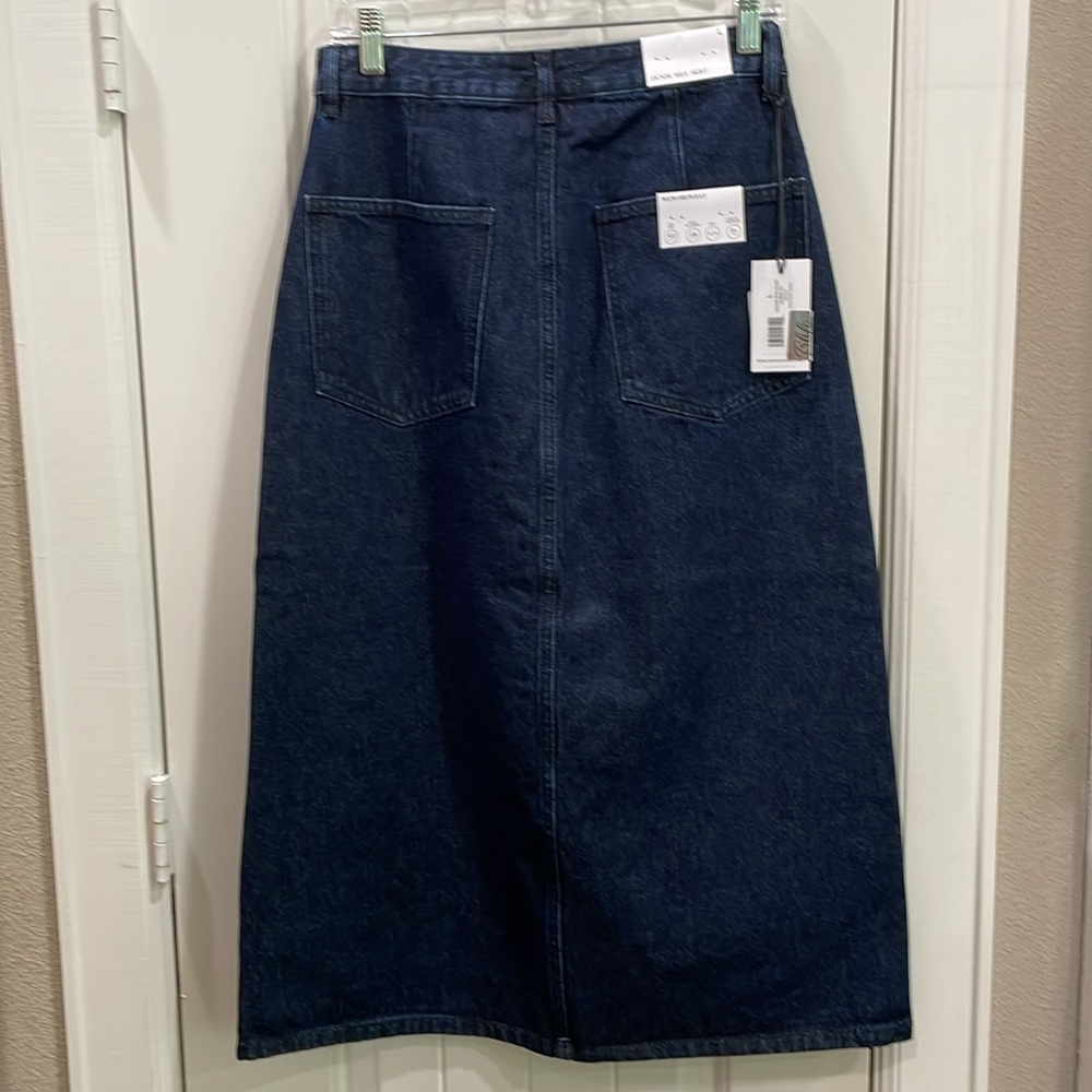 HOT DEAL NWT Denim Midi Pencil Skirt with Front Slit Sz L very slim fit - Picture 8 of 8